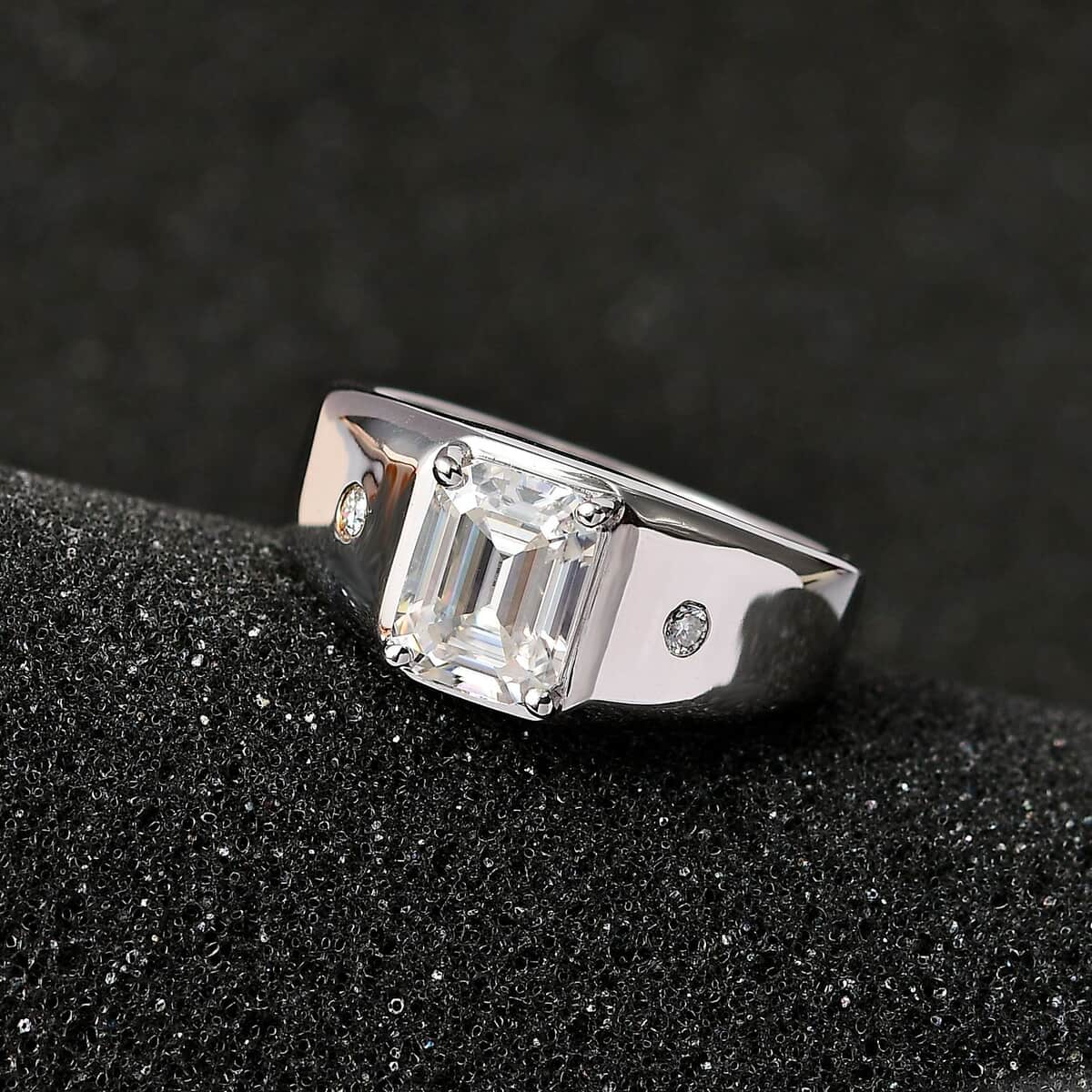 Moissanite Men's Ring in Platinum Over Sterling Silver (Size 11.0) 2.60 ctw image number 2
