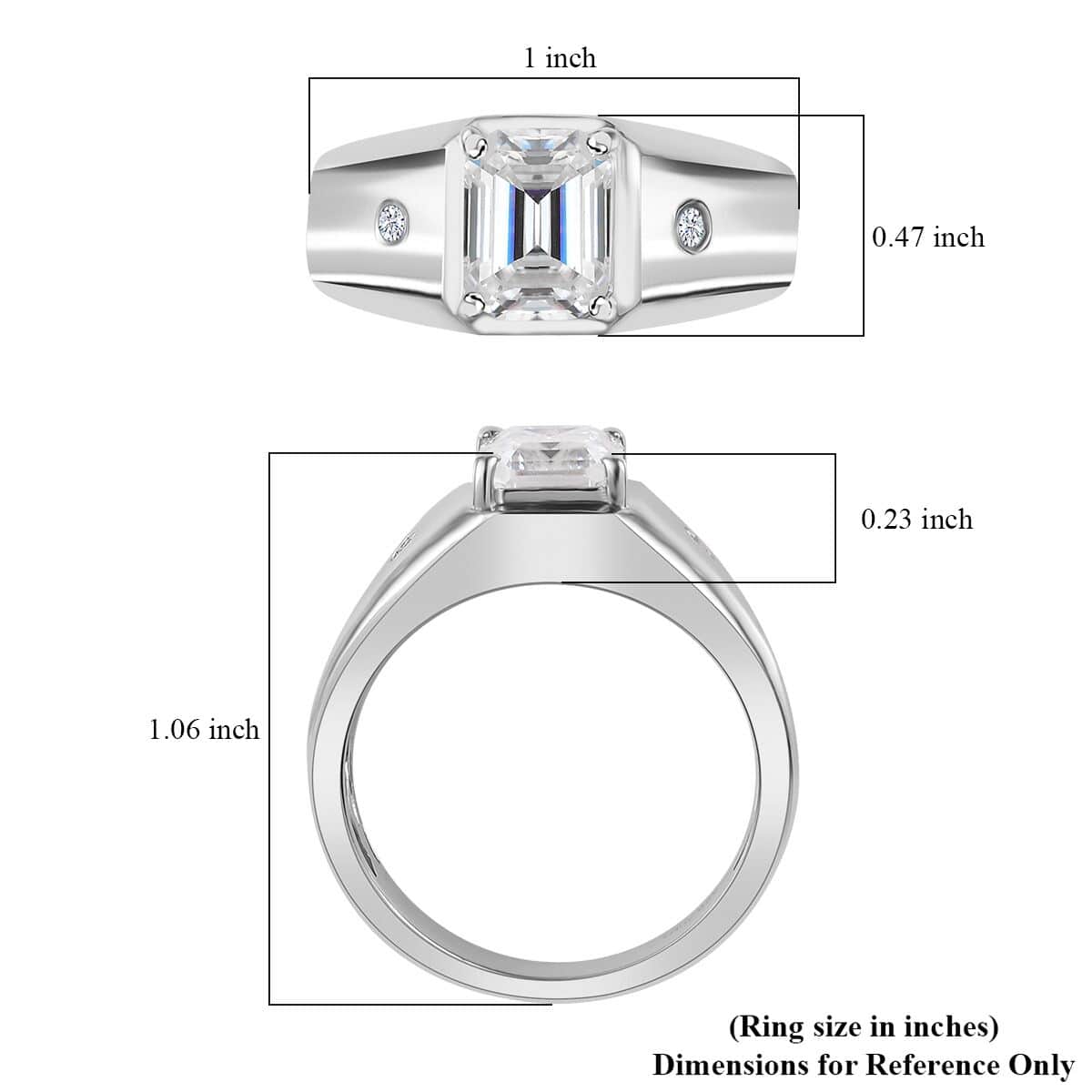 Moissanite Men's Ring in Platinum Over Sterling Silver (Size 11.0) 2.60 ctw image number 6