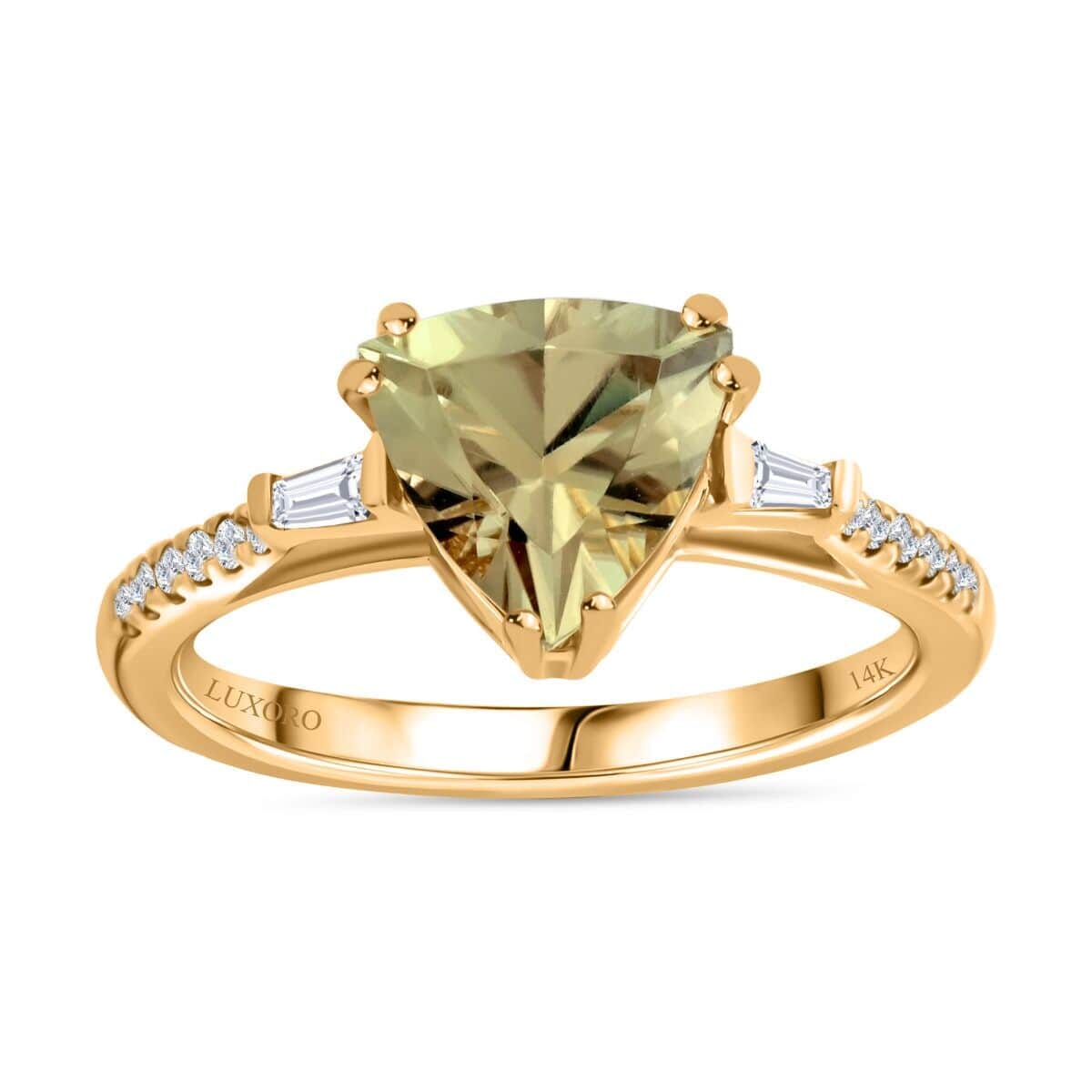 Certified & Appraised Luxoro 14K Yellow Gold AAA Turkizite and I2 Diamond Ring (Size 10.0) 2.00 ctw image number 0