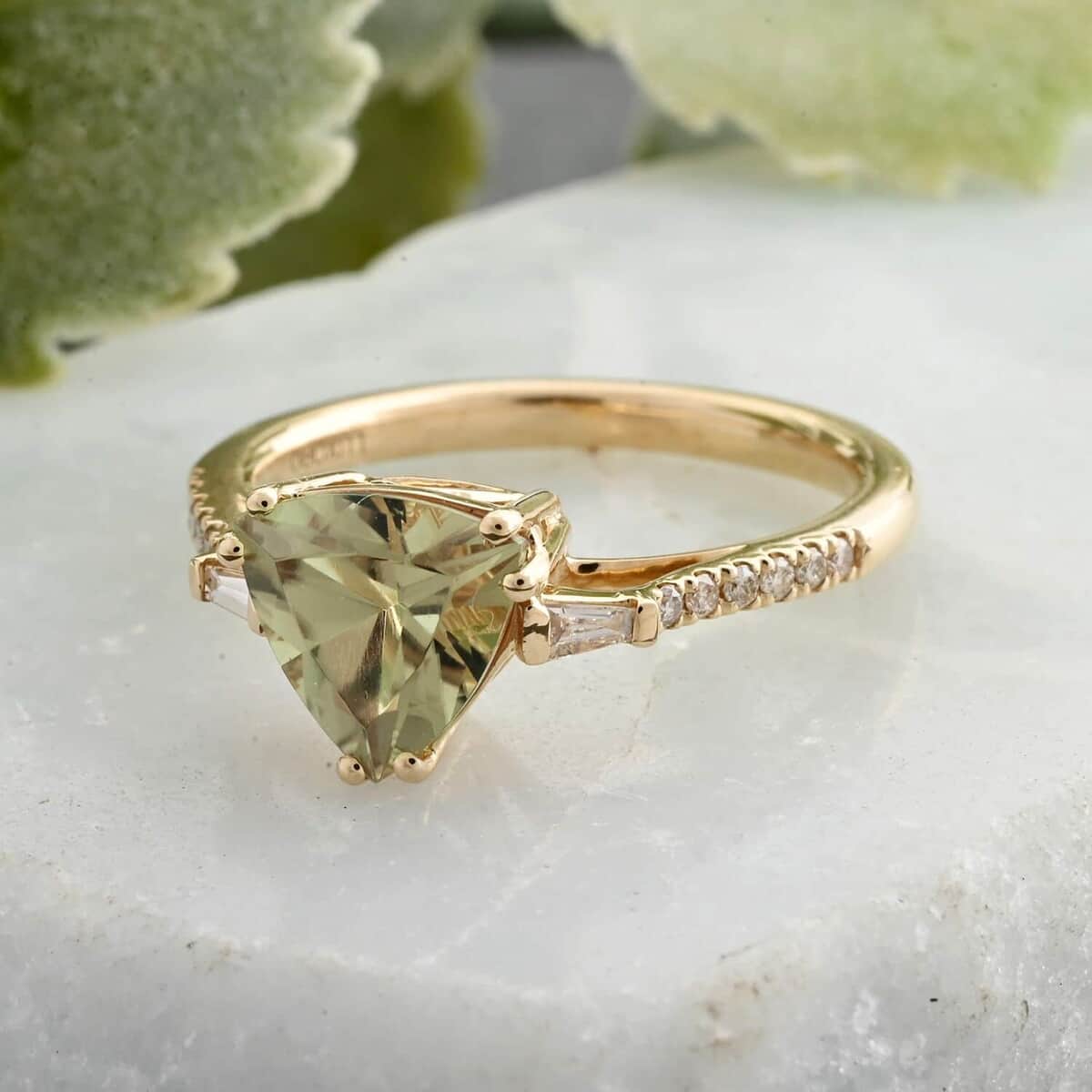 14K Yellow Gold  AAA   Turkizite ,  White Diamond  I2 Ring ,  Gold Wt. 3.07 g 2.00 ctw image number 1