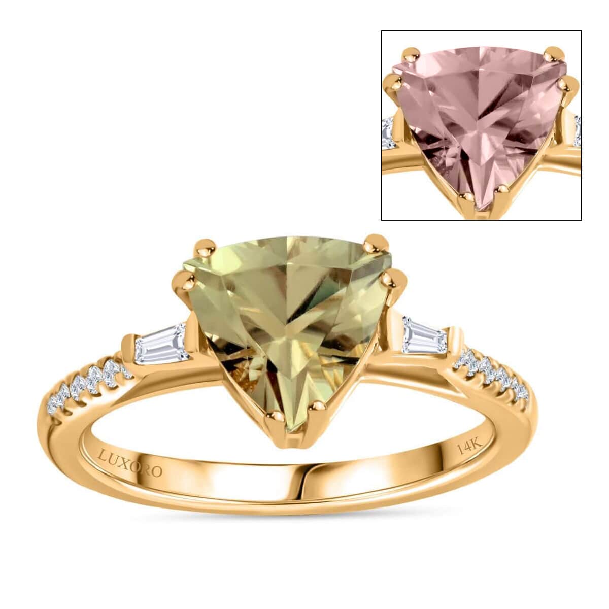 Certified & Appraised Luxoro 14K Yellow Gold AAA Turkizite and I2 Diamond Ring (Size 6.0) 2.00 ctw image number 0