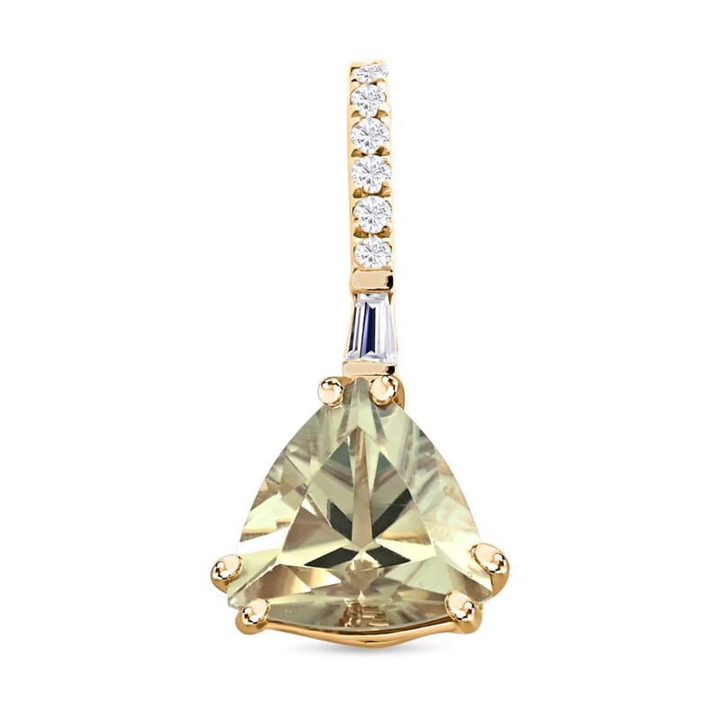 Certified & Appraised Luxoro 14K Yellow Gold AAA Turkizite and I2 Diamond Pendant without Chain 1.95 ctw