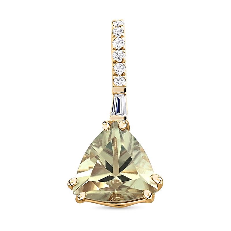 Certified & Appraised Luxoro 14K Yellow Gold AAA Turkizite and I2 Diamond Pendant without Chain 1.95 ctw