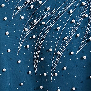 Tamsy Turquoise Blue Wave Bat Wing Polyester Short Sleeve Shirt - One Size Fits Up to XLarge