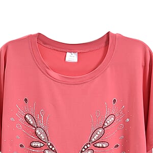 Tamsy Pink Butterfly Bat Wing Polyester Knit Sleeve Shirt - One Size Fits Up to XLarge