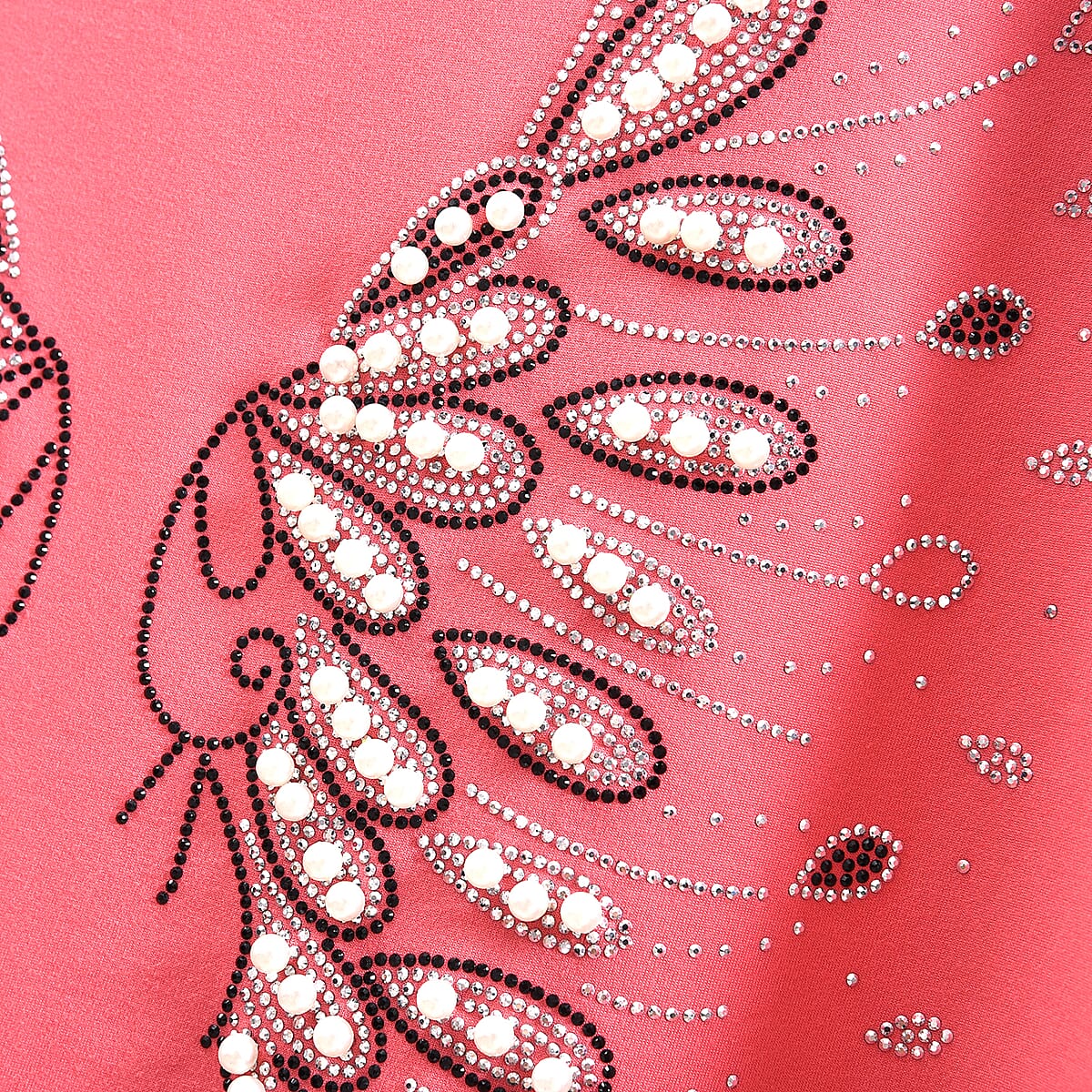 Tamsy Pink Butterfly Bat Wing Polyester Knit Sleeve Shirt - One Size Fits Up to XLarge image number 3