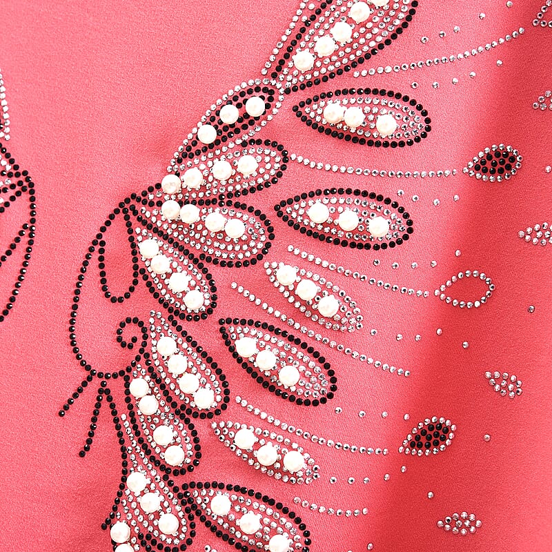 Tamsy Pink Butterfly Bat Wing Polyester Knit Sleeve Shirt - One Size Fits Up to XLarge