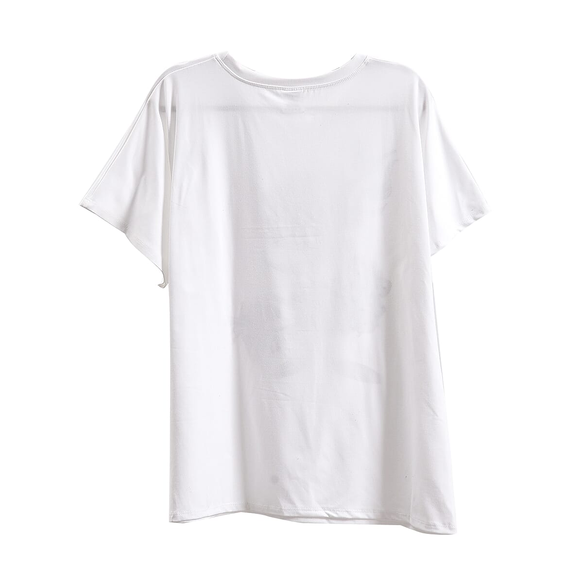 Tamsy White Floral Bat Wing Polyester Knit Sleeve Shirt - One Size Fits Up to XLarge image number 1