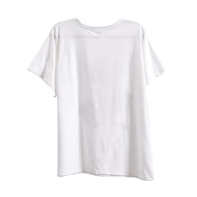 Tamsy White Floral Bat Wing Polyester Knit Sleeve Shirt - One Size Fits Up to XLarge