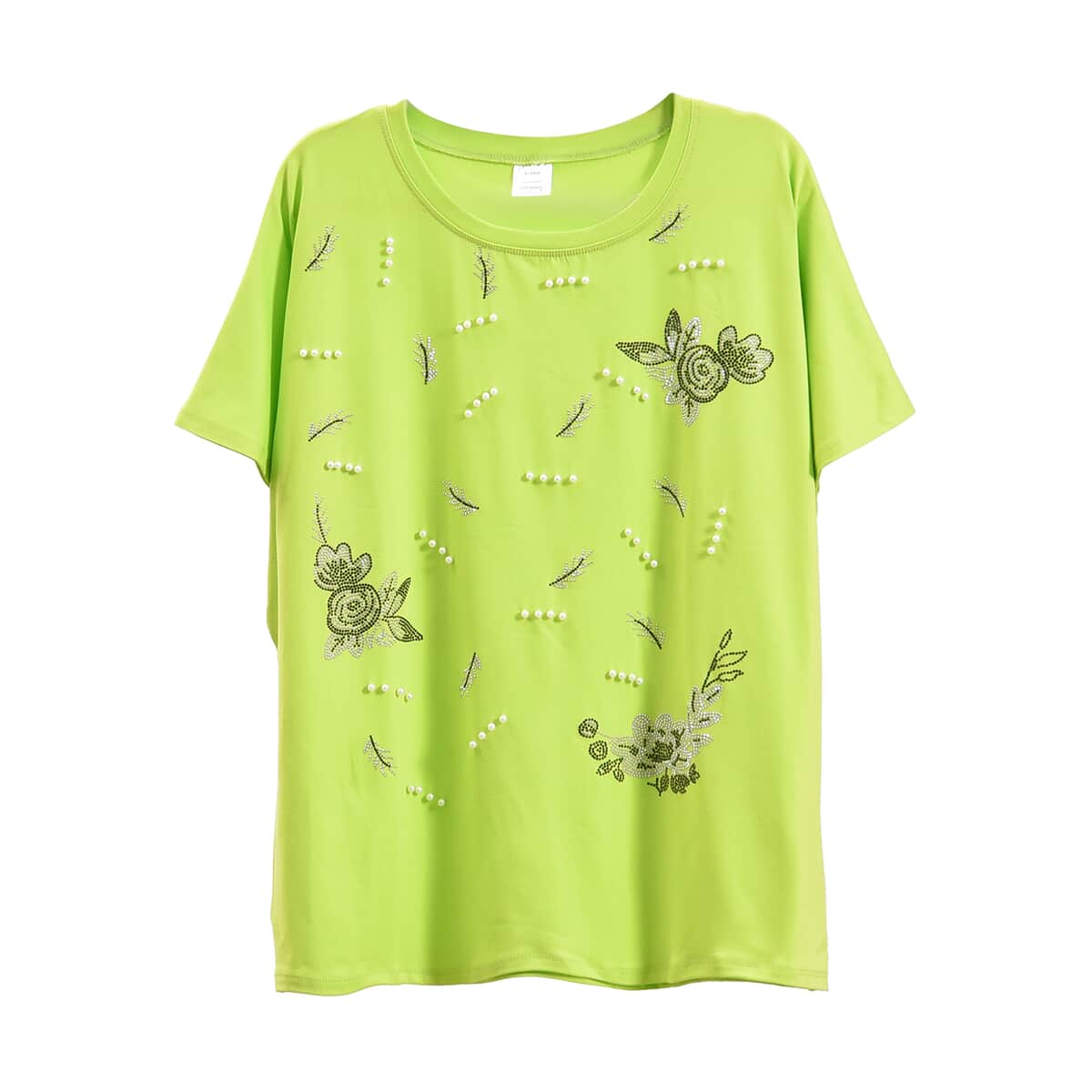 Lime Feather Bat Wing Polyester Knit Sleeve Shirt - One Size Fits Most image number 0