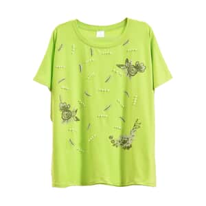 Lime Feather Bat Wing Polyester Knit Sleeve Shirt - One Size Fits Most