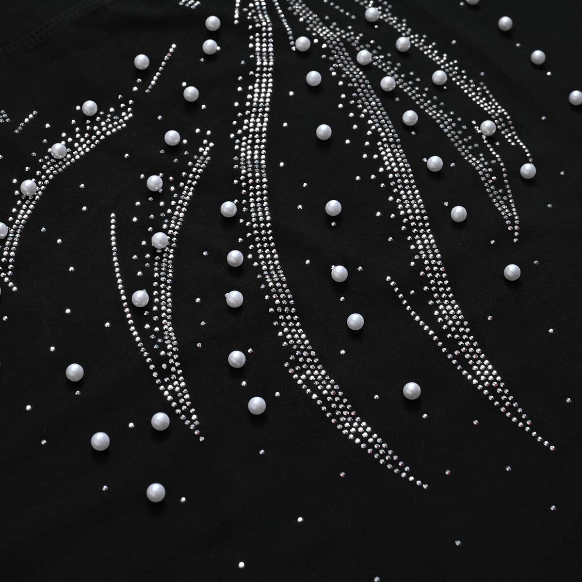 Black Wave Crystal Bejeweled Bat Wing Short Sleeve Shirt - One Size Fits Most image number 2