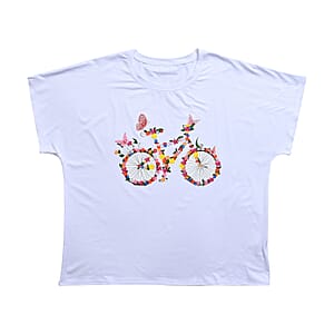 White Bike Bat Wing Short Sleeve Shirt - One Size Fits Most