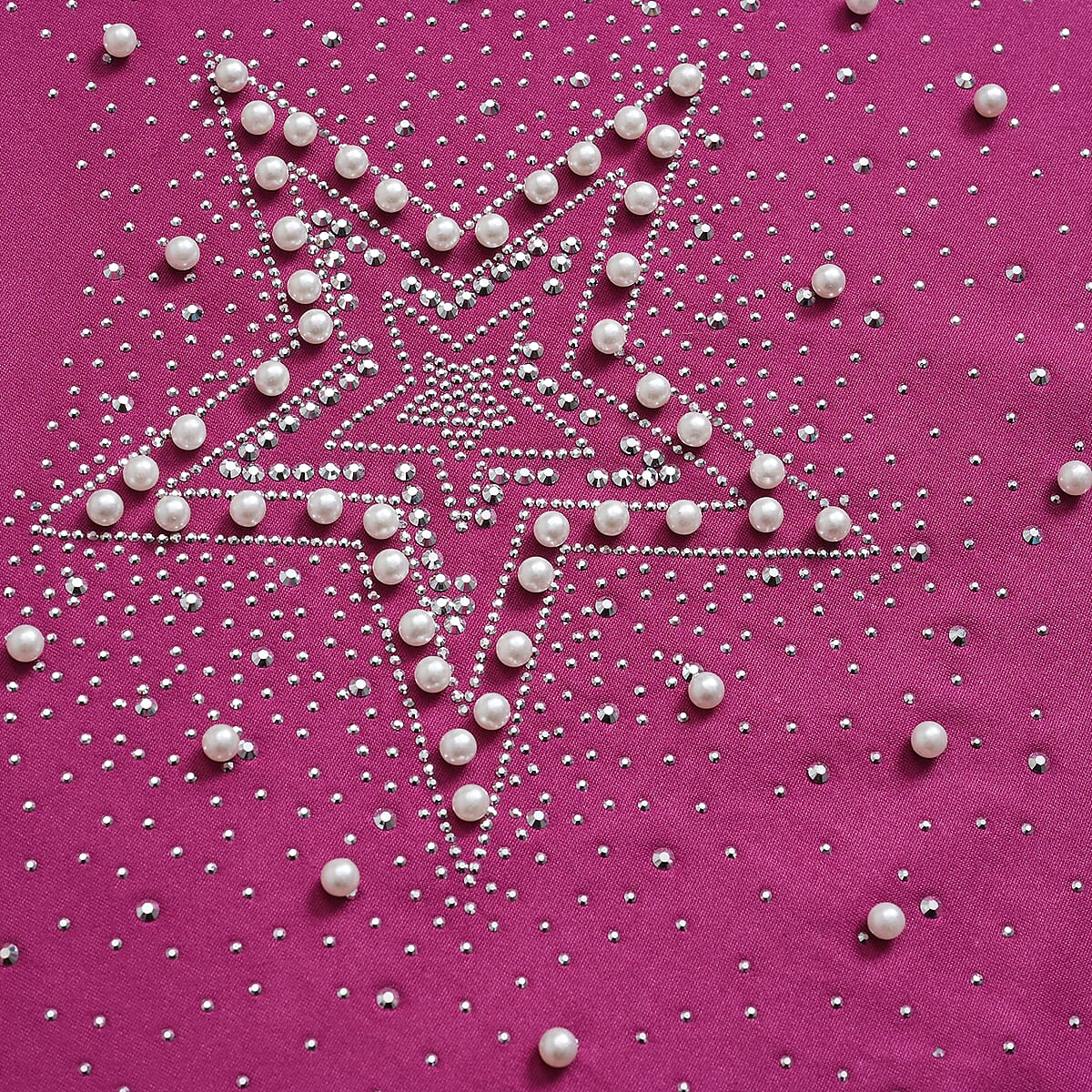 Magenta Star Crystal Bejeweled Bat Wing Short Sleeve Shirt - One Size Fits Most image number 2