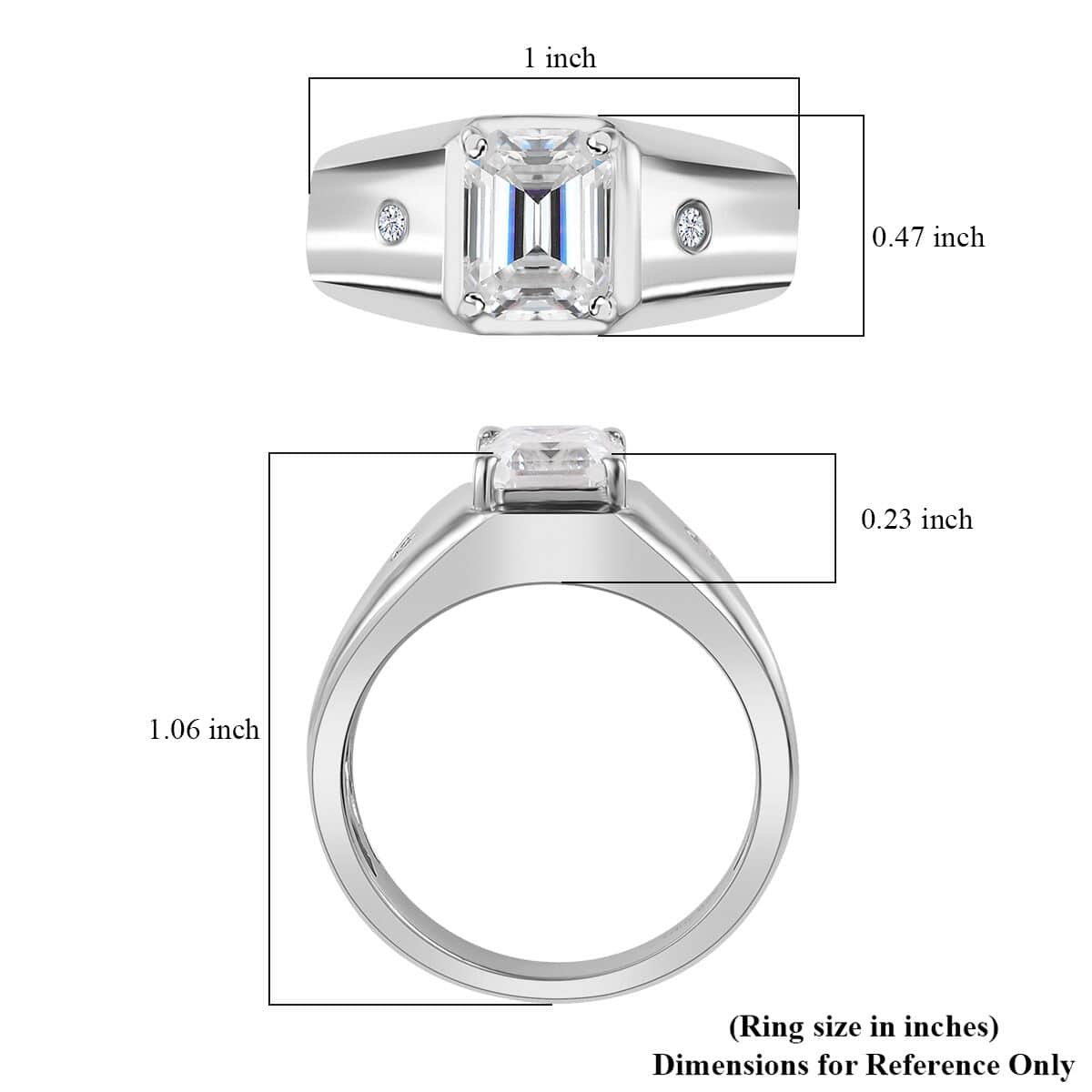 Moissanite Men's Ring in Platinum Over Sterling Silver (Size 12.0) 2.60 ctw image number 6