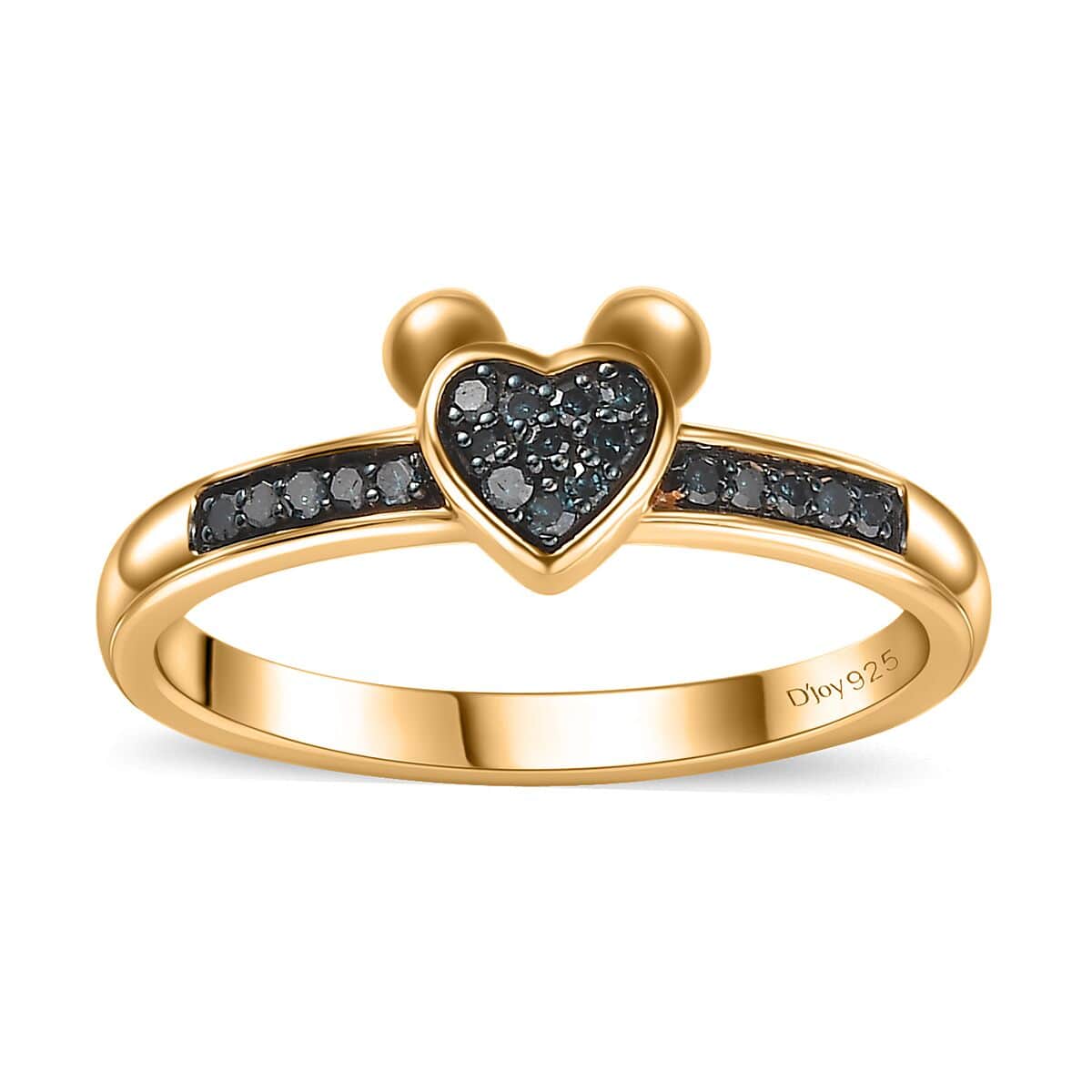 Venice Blue Diamond 12-I3 Heart Ring in Vermeil Yellow Gold Over Sterling Silver (Size 10.0) 0.10 ctw image number 0