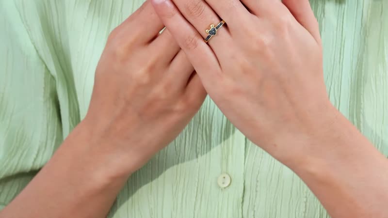Venice Blue Diamond 12-I3 Heart Ring in Vermeil Yellow Gold Over Sterling Silver (Size 8.0) 0.10 ctw