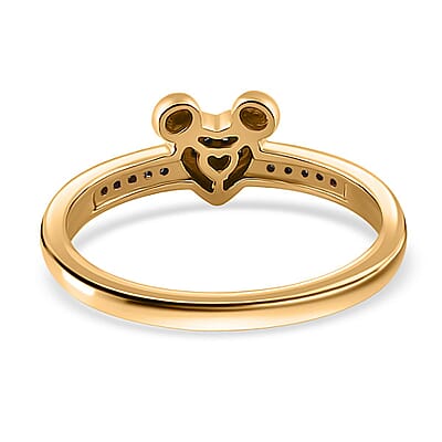 Venice Blue Diamond 12-I3 Heart Ring in Vermeil Yellow Gold Over Sterling Silver (Size 7.0) 0.10 ctw