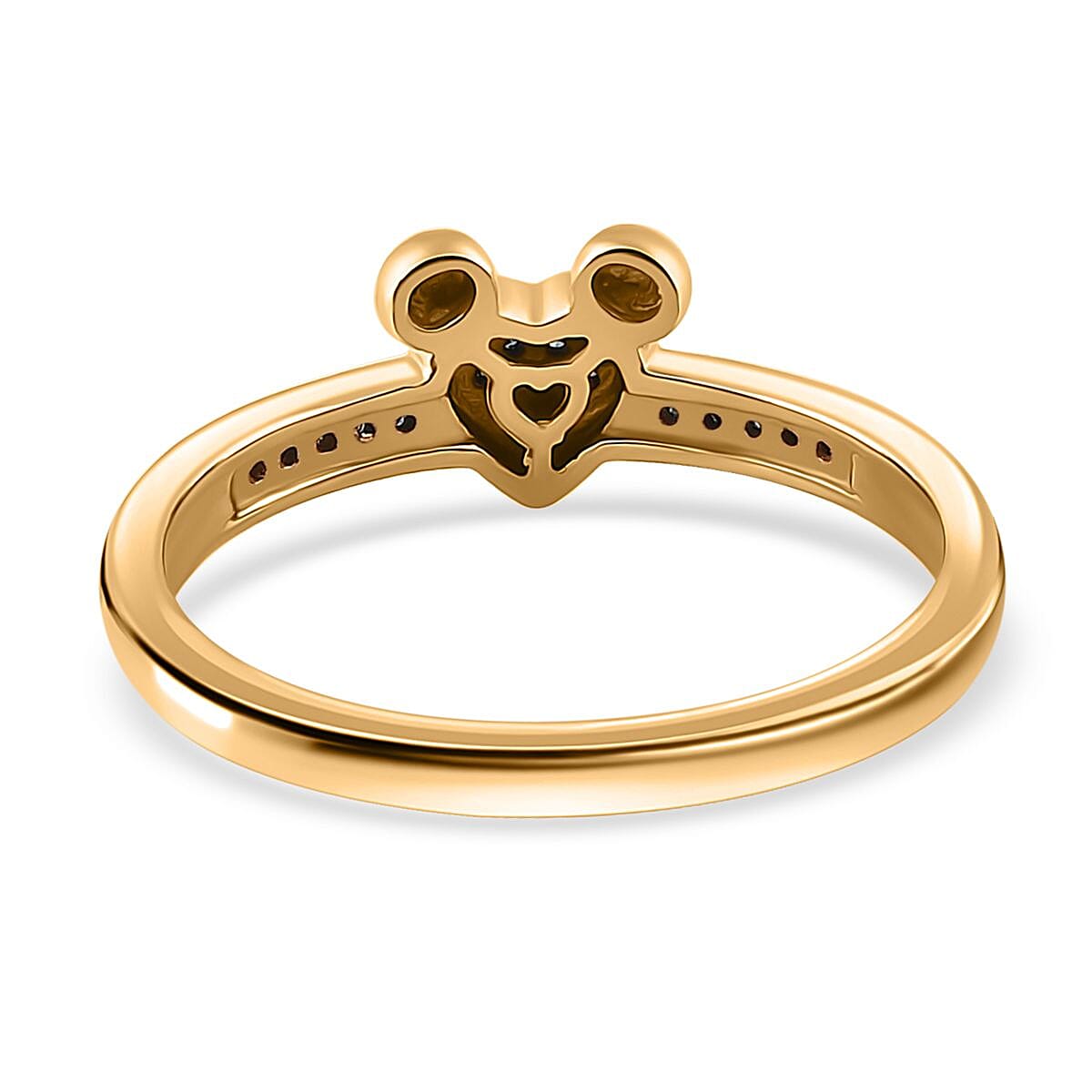 Venice Blue Diamond 12-I3 Heart Ring in Vermeil Yellow Gold Over Sterling Silver (Size 8.0) 0.10 ctw image number 4