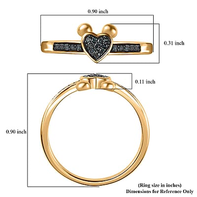 Venice Blue Diamond 12-I3 Heart Ring in Vermeil Yellow Gold Over Sterling Silver (Size 9.0) 0.10 ctw
