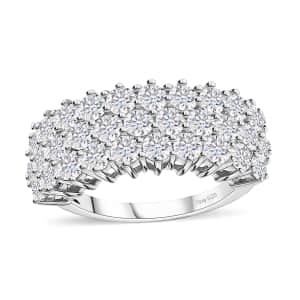 Moissanite Three Row Band Ring in Platinum Over Sterling Silver (Size 10.0) 3.25 ctw