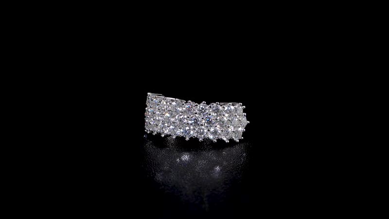 Moissanite Three Row Band Ring in Platinum Over Sterling Silver (Size 10.0) 3.25 ctw