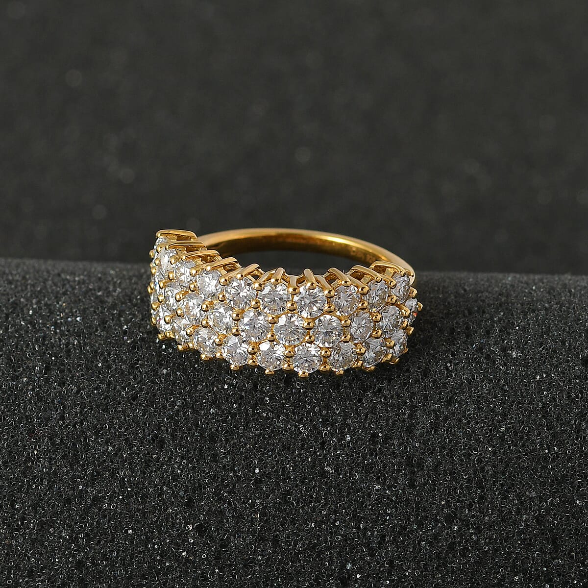 Moissanite Three Row Band Ring in Vermeil Yellow Gold Over Sterling Silver (Size 6.0) 3.25 ctw image number 2