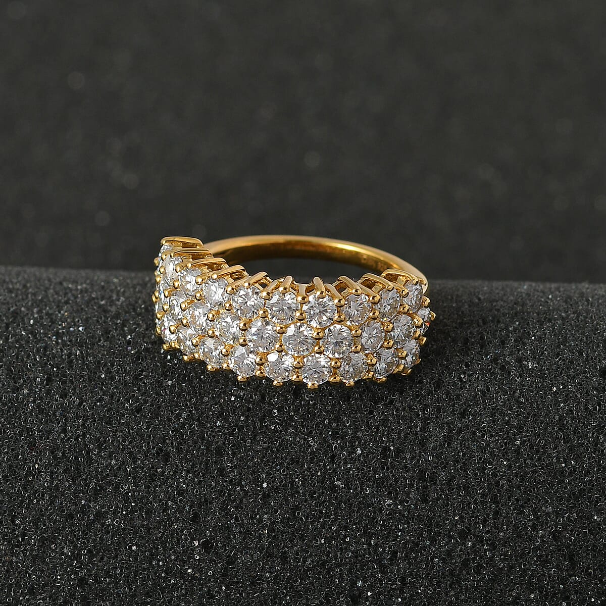 Moissanite Three Row Band Ring in Vermeil Yellow Gold Over Sterling Silver (Size 8.0) 3.25 ctw image number 2