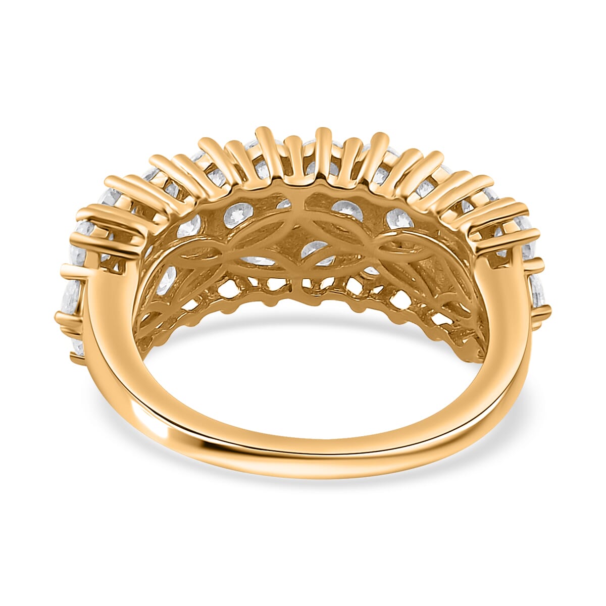 Moissanite Three Row Band Ring in Vermeil Yellow Gold Over Sterling Silver (Size 9.0) 3.25 ctw image number 5