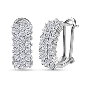 Moissanite Omega Clip Earrings in Platinum Over Sterling Silver 2.75 ctw