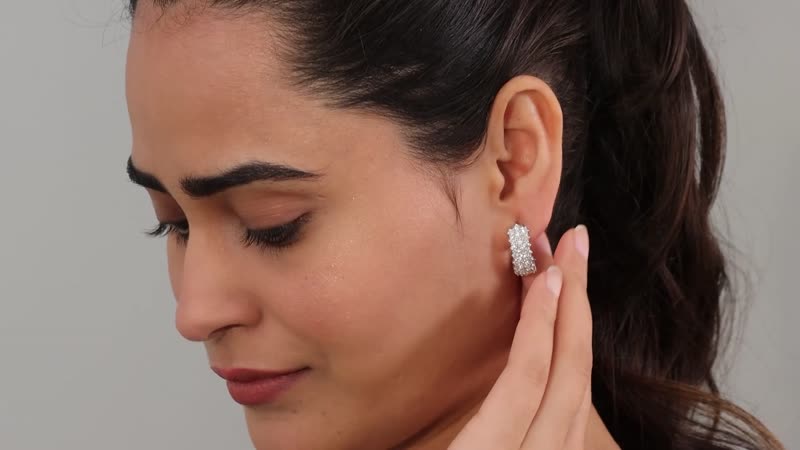 Moissanite Omega Clip Earrings in Platinum Over Sterling Silver 2.75 ctw