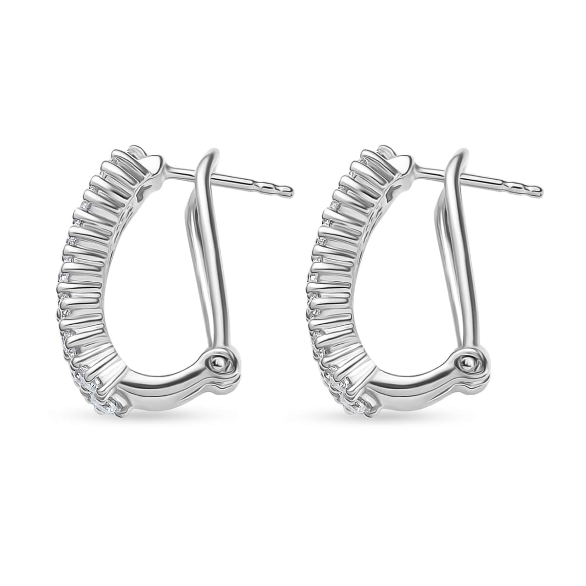 Moissanite Omega Clip Earrings in Platinum Over Sterling Silver 2.75 ctw image number 3