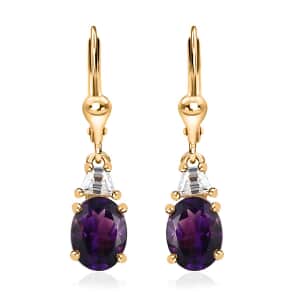 AAA Moroccan Amethyst and Moissanite Earrings in Vermeil Yellow Gold Over Sterling Silver 2.75 ctw