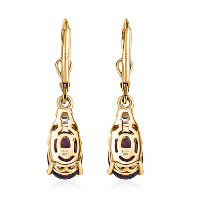 AAA Moroccan Amethyst and Moissanite Earrings in Vermeil Yellow Gold Over Sterling Silver 2.75 ctw