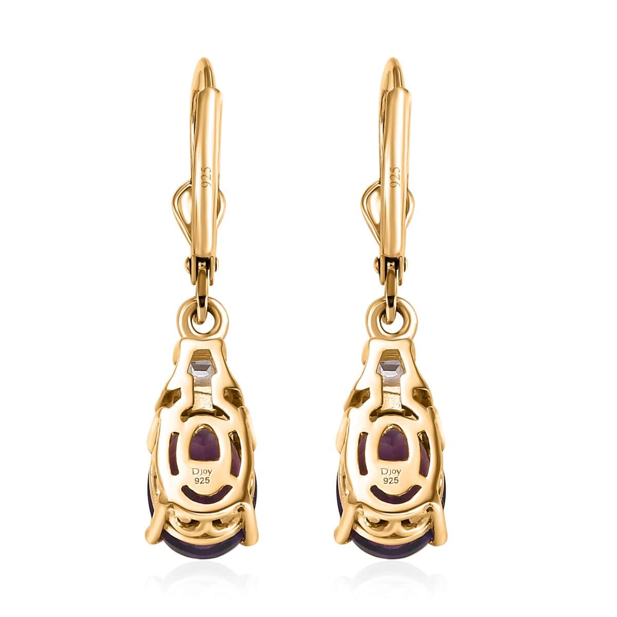 AAA Moroccan Amethyst and Moissanite Earrings in Vermeil Yellow Gold Over Sterling Silver 2.75 ctw image number 4