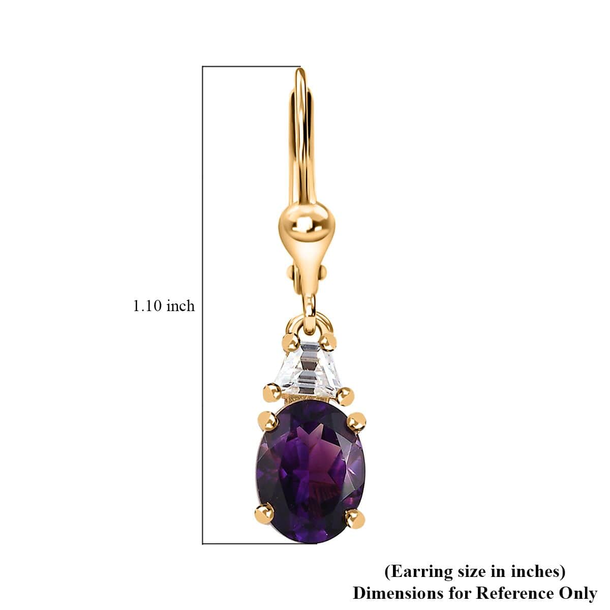 AAA Moroccan Amethyst and Moissanite Earrings in Vermeil Yellow Gold Over Sterling Silver 2.75 ctw image number 5