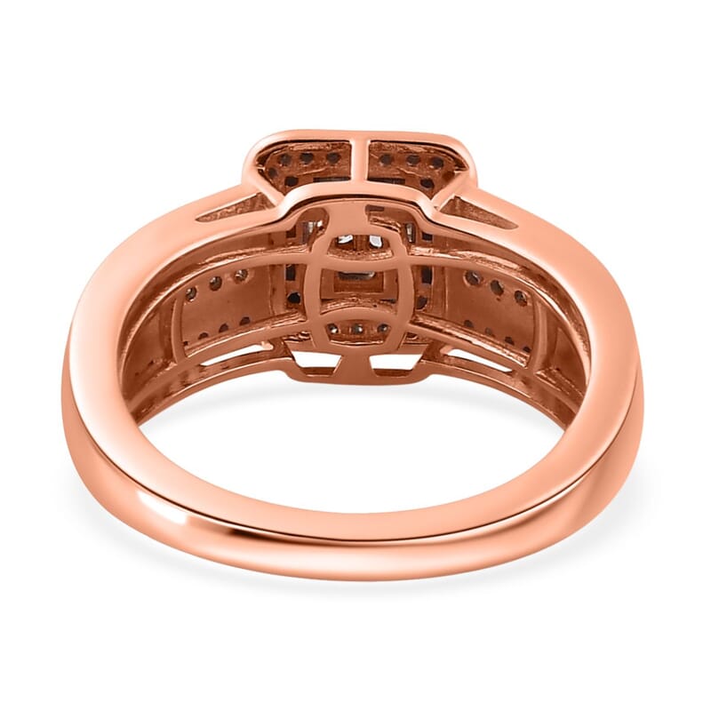Natural Champagne Diamond Ring in Vermeil Rose Gold Over Sterling Silver (Size 10.0) 0.50 ctw