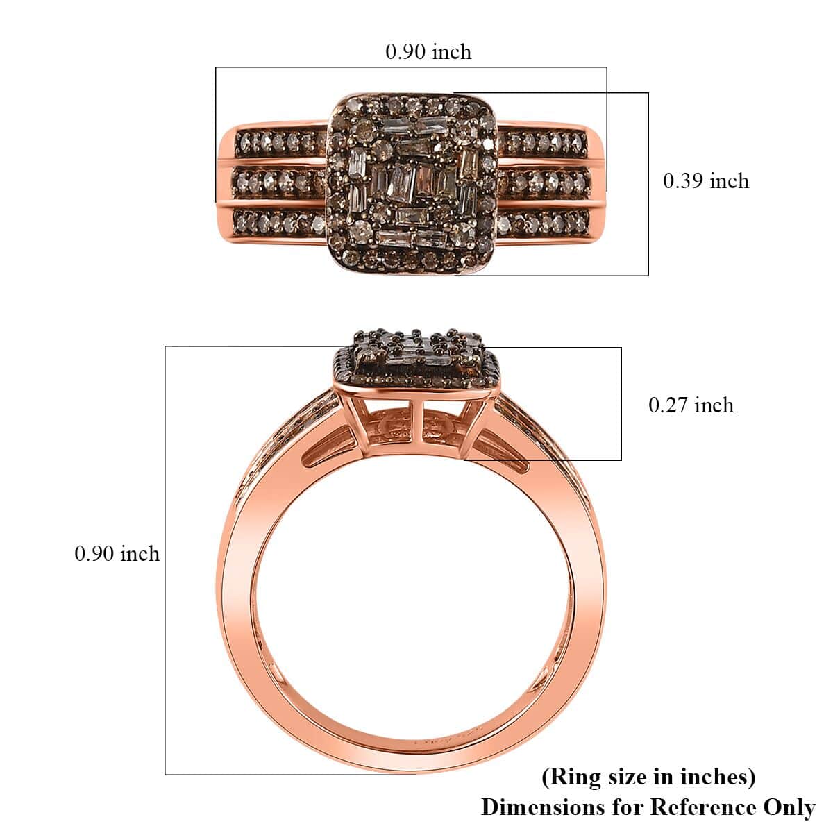 Natural Champagne Diamond Ring in Vermeil Rose Gold Over Sterling Silver (Size 10.0) 0.50 ctw image number 5