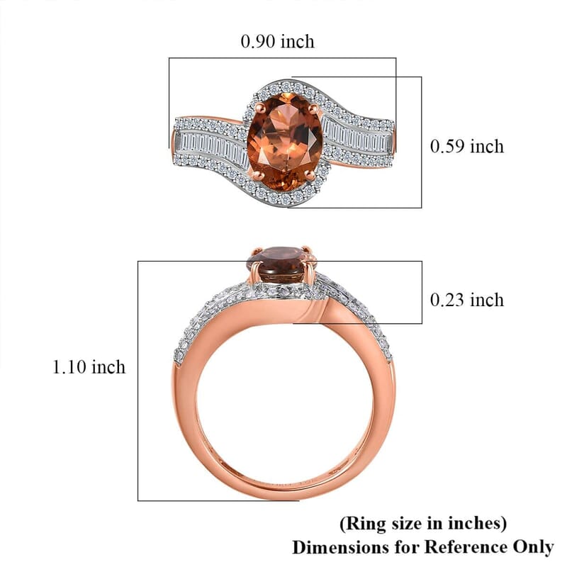 Luxoro 10K Rose Gold Premium Blush Tourmaline and G-H I2 Diamond Bypass Ring (Size 10.0) 1.60 ctw