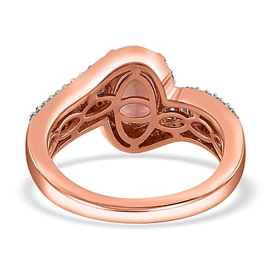 Luxoro 10K Rose Gold Premium Blush Tourmaline and G-H I2 Diamond Bypass Ring (Size 12.0) 1.60 ctw