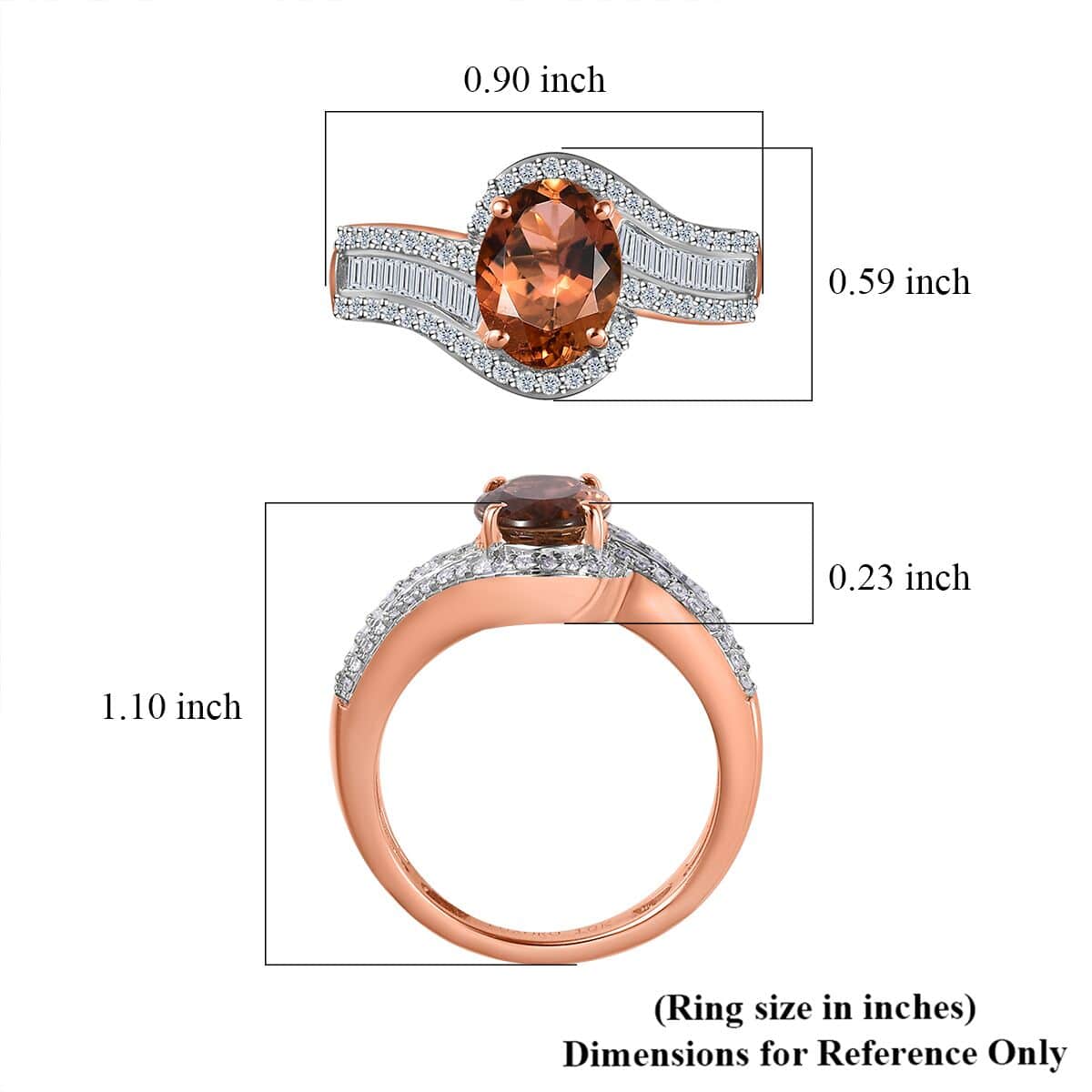 Luxoro 10K Rose Gold Premium Blush Tourmaline and G-H I2 Diamond Bypass Ring (Size 7.0) 1.60 ctw image number 5