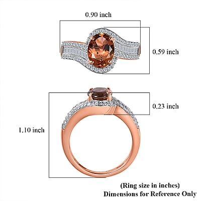 Luxoro 10K Rose Gold Premium Blush Tourmaline and G-H I2 Diamond Bypass Ring (Size 7.0) 1.60 ctw