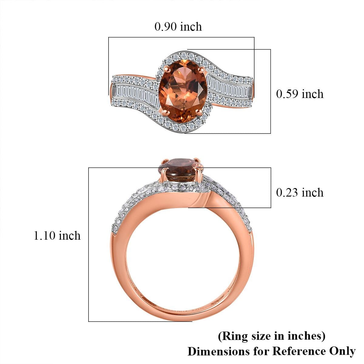 Luxoro 10K Rose Gold Premium Blush Tourmaline and G-H I2 Diamond Bypass Ring (Size 9.0) 1.60 ctw image number 5