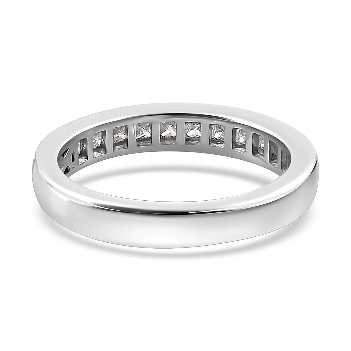 Moissanite Half Eternity Band Ring in Platinum Over Sterling Silver (Size 10.0) 0.60 ctw