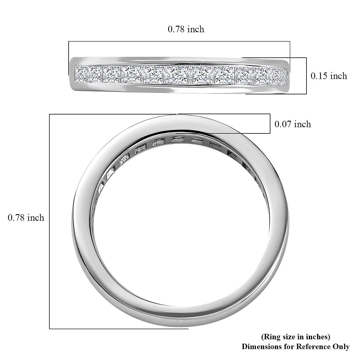 Moissanite Half Eternity Band Ring in Platinum Over Sterling Silver (Size 10.0) 0.60 ctw