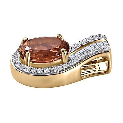 Luxoro 10K Rose Gold Premium Blush Tourmaline and G-H I2 Diamond Pendant without Chain 1.35 ctw