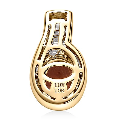 Luxoro 10K Rose Gold Premium Blush Tourmaline and G-H I2 Diamond Pendant without Chain 1.35 ctw