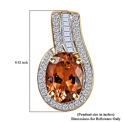 Luxoro 10K Rose Gold Premium Blush Tourmaline and G-H I2 Diamond Pendant without Chain 1.35 ctw