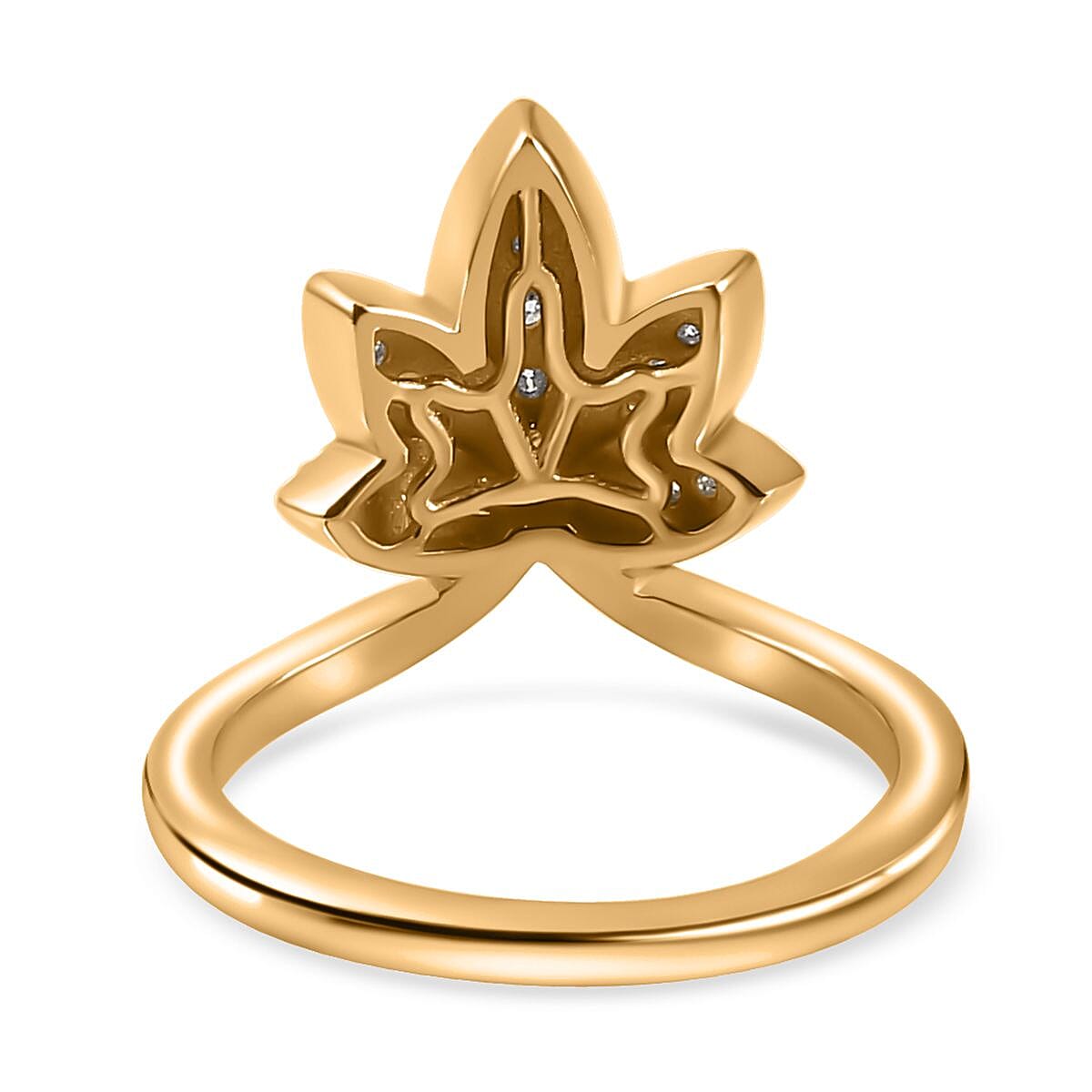 Moissanite Lotus Chevron Band Ring in Vermeil Yellow Gold Over Sterling Silver (Size 6.0) 0.20 ctw image number 4