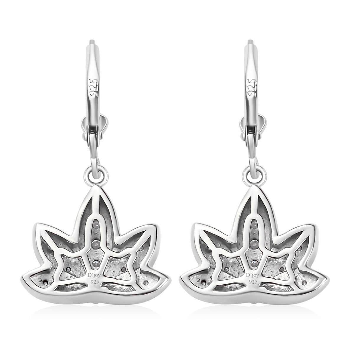 Moissanite Lotus Flower Lever Back Earrings in Platinum Over Sterling Silver 0.40 ctw image number 4